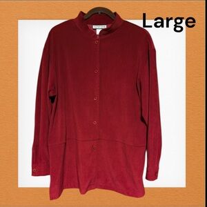 Notations Red Button-Up Shirt Women’s Size Large Long Sleeve